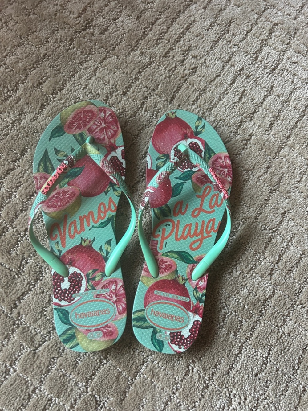 Havaianas Mint Green & Pink Pomegranate Flip Flops